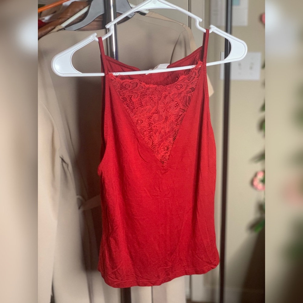 H&M Lace Red Medium Stretch Cami